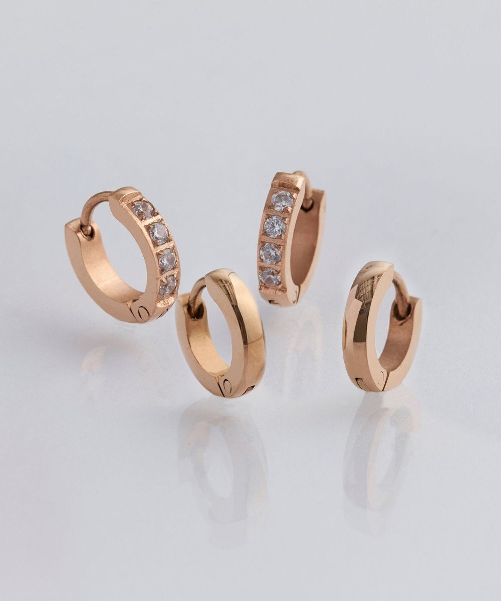 Phoebe 【金属アレルギー対応】ワンタッチメタルフープミニピアス　ローズゴールド/サージカルステンレス 