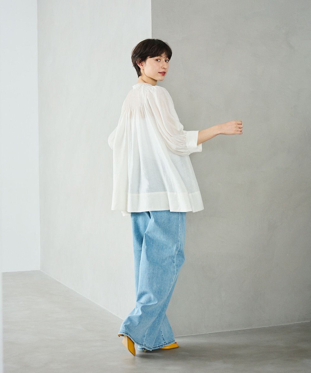 #Newans 【金子綾さんインスタライブご紹介アイテム】（前後着用可能）ピンタックシアーブラウス 