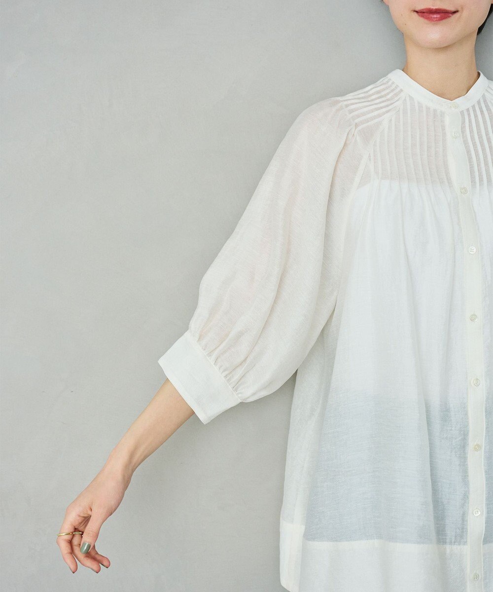 #Newans 【金子綾さんインスタライブご紹介アイテム】（前後着用可能）ピンタックシアーブラウス 