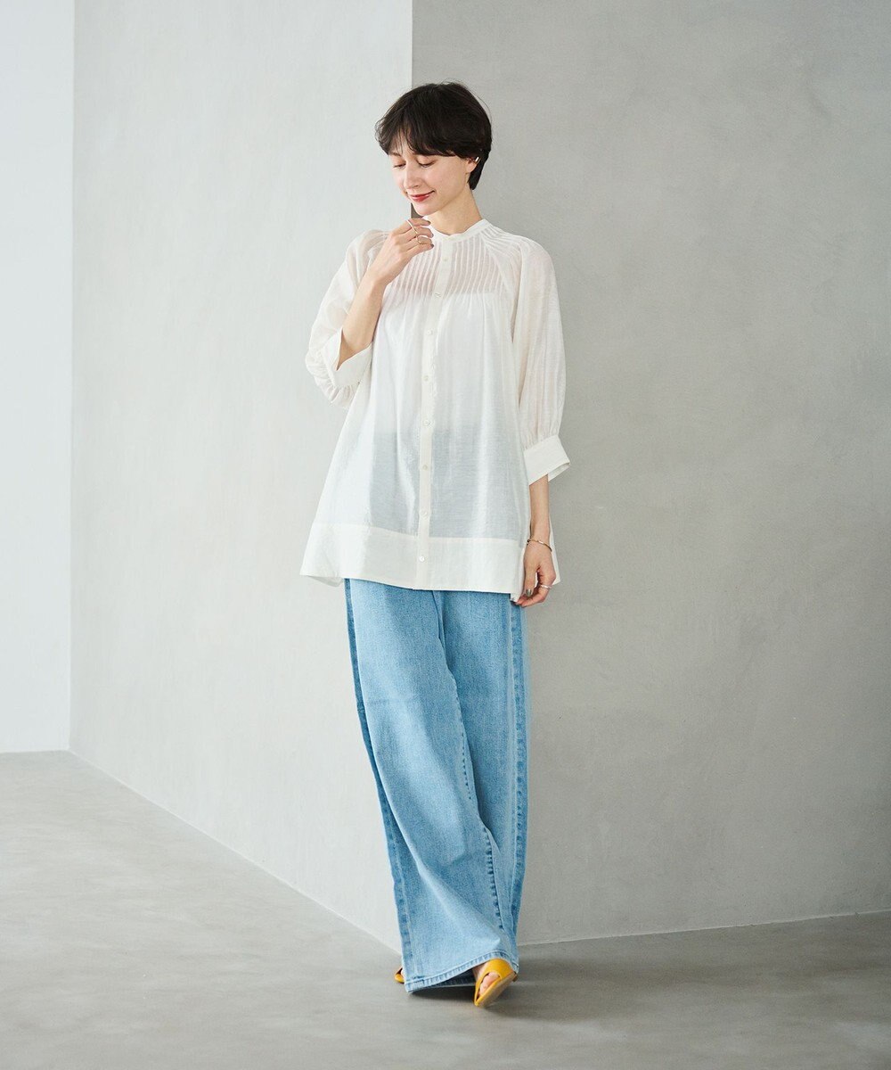 #Newans 【金子綾さんインスタライブご紹介アイテム】（前後着用可能）ピンタックシアーブラウス 