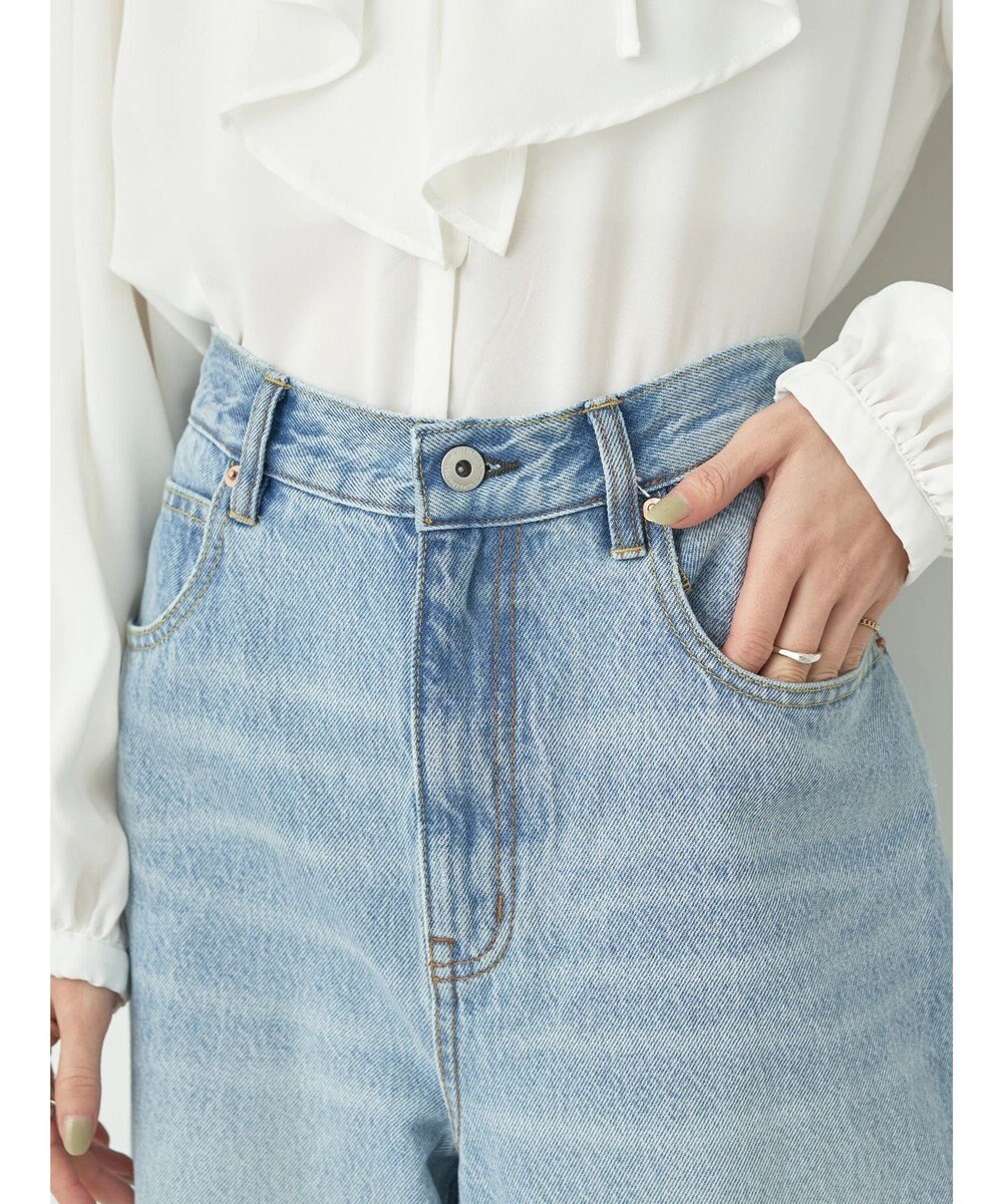 earth music&ecology ウ゛ィンテージ加工セルフカットワイドデニム 