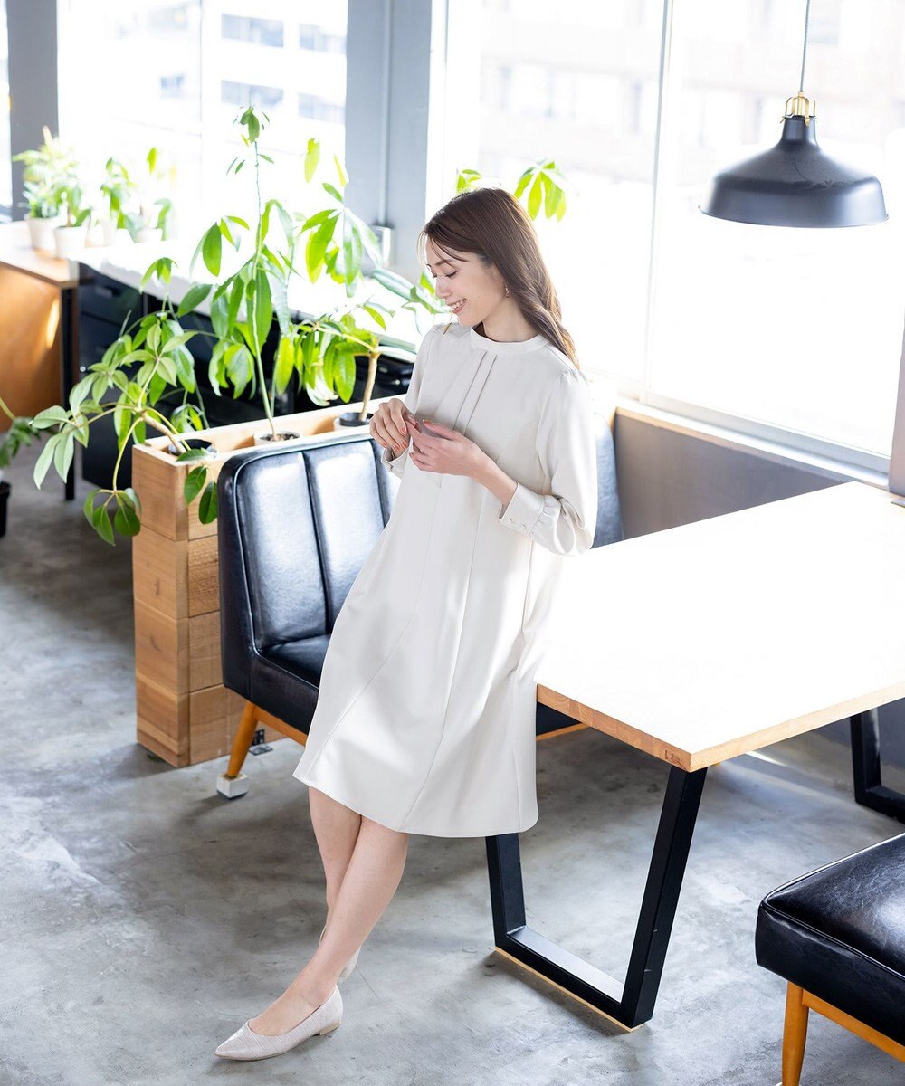 Tiaclasse L 【ダブルクロス】【洗える】フリルドレープワンピース 