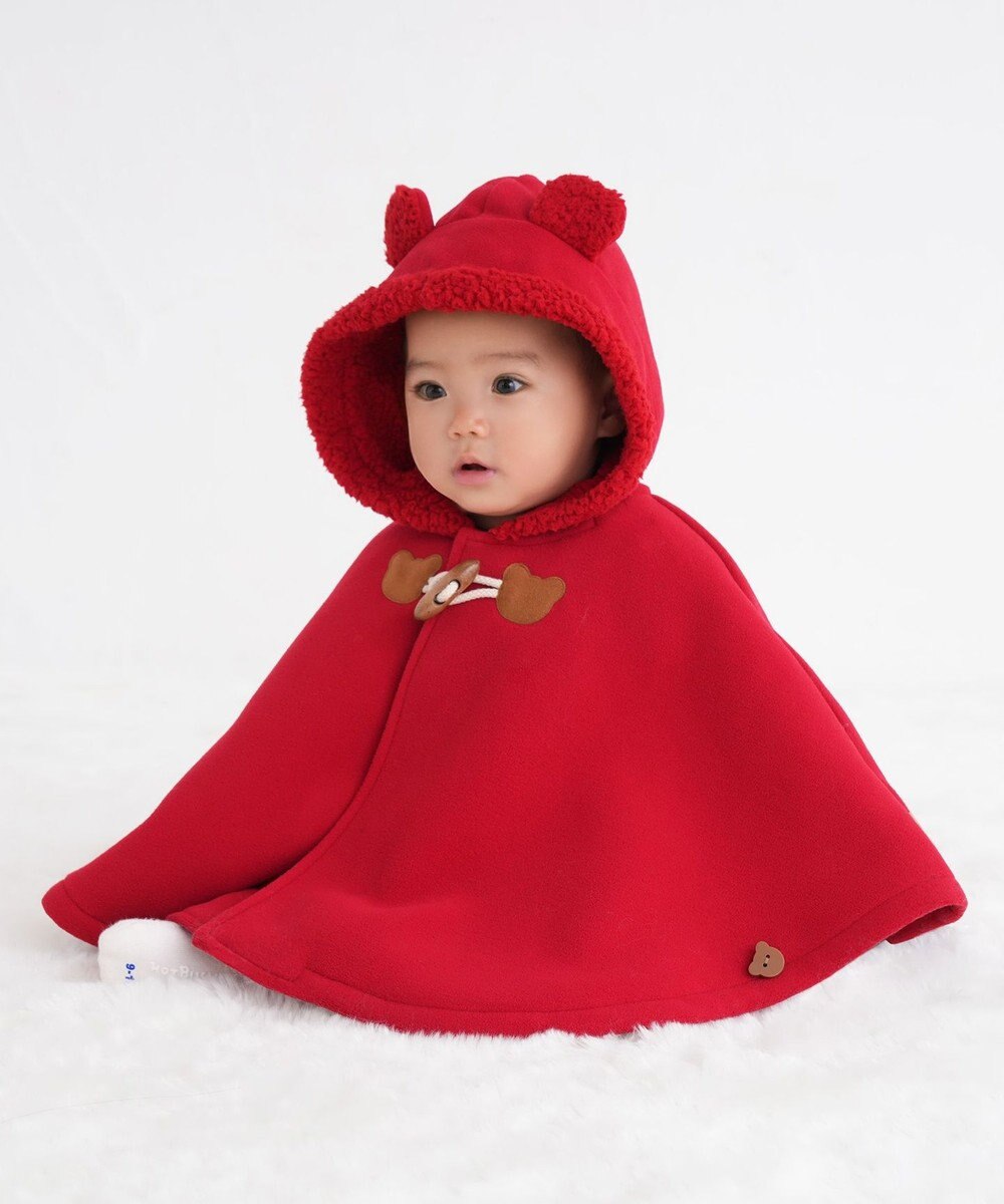 MIKI HOUSE HOT BISCUITS 【70-90cm】 お耳付きボアフリース ダッフルマント 