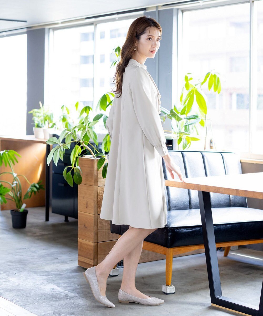 Tiaclasse L 【ダブルクロス】【洗える】フリルドレープワンピース 