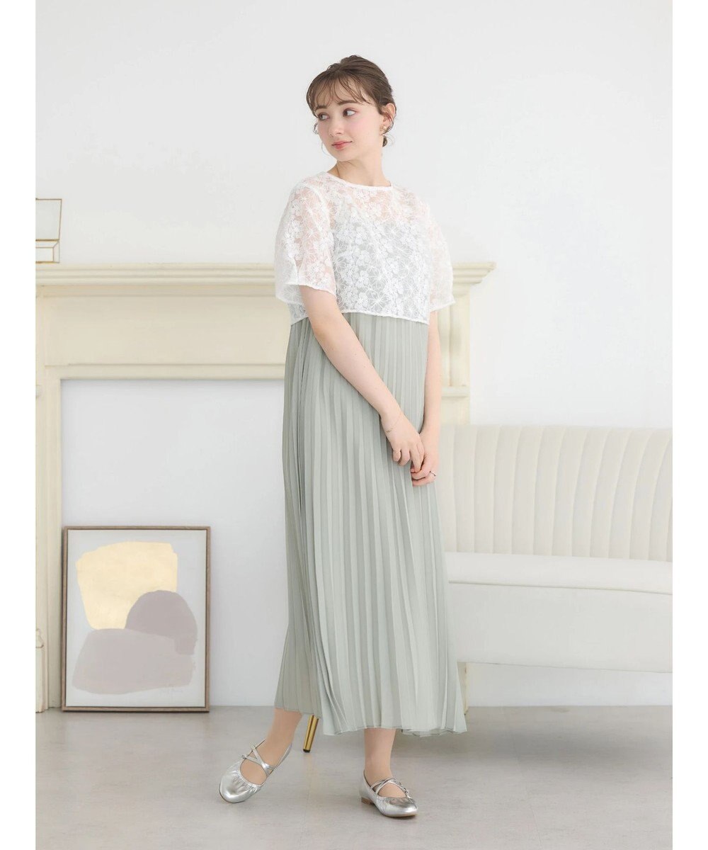 earth music&ecology ＳＥＴ２点　オーガンジー刺繍＋プリーツワンピース 