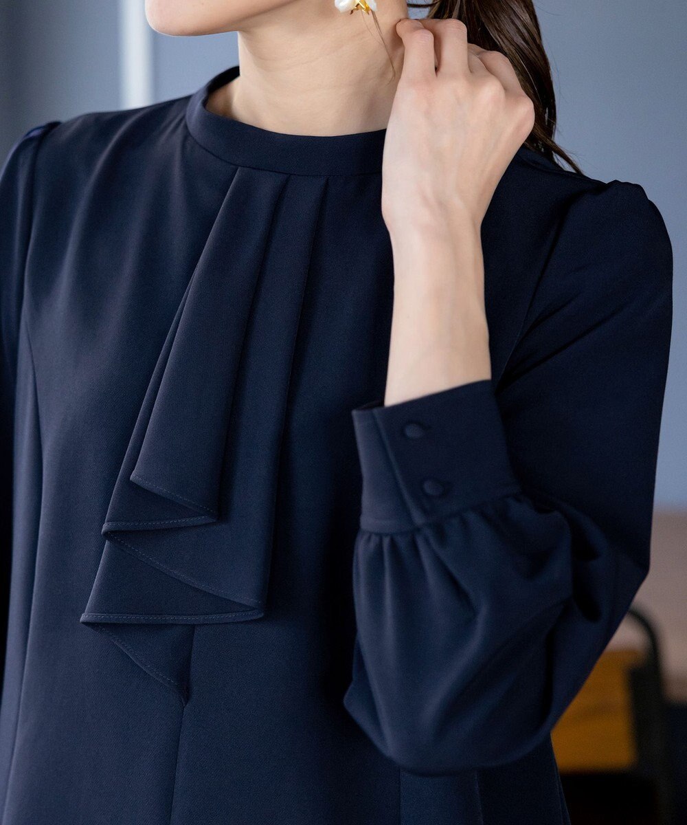 Tiaclasse L 【ダブルクロス】【洗える】フリルドレープワンピース 