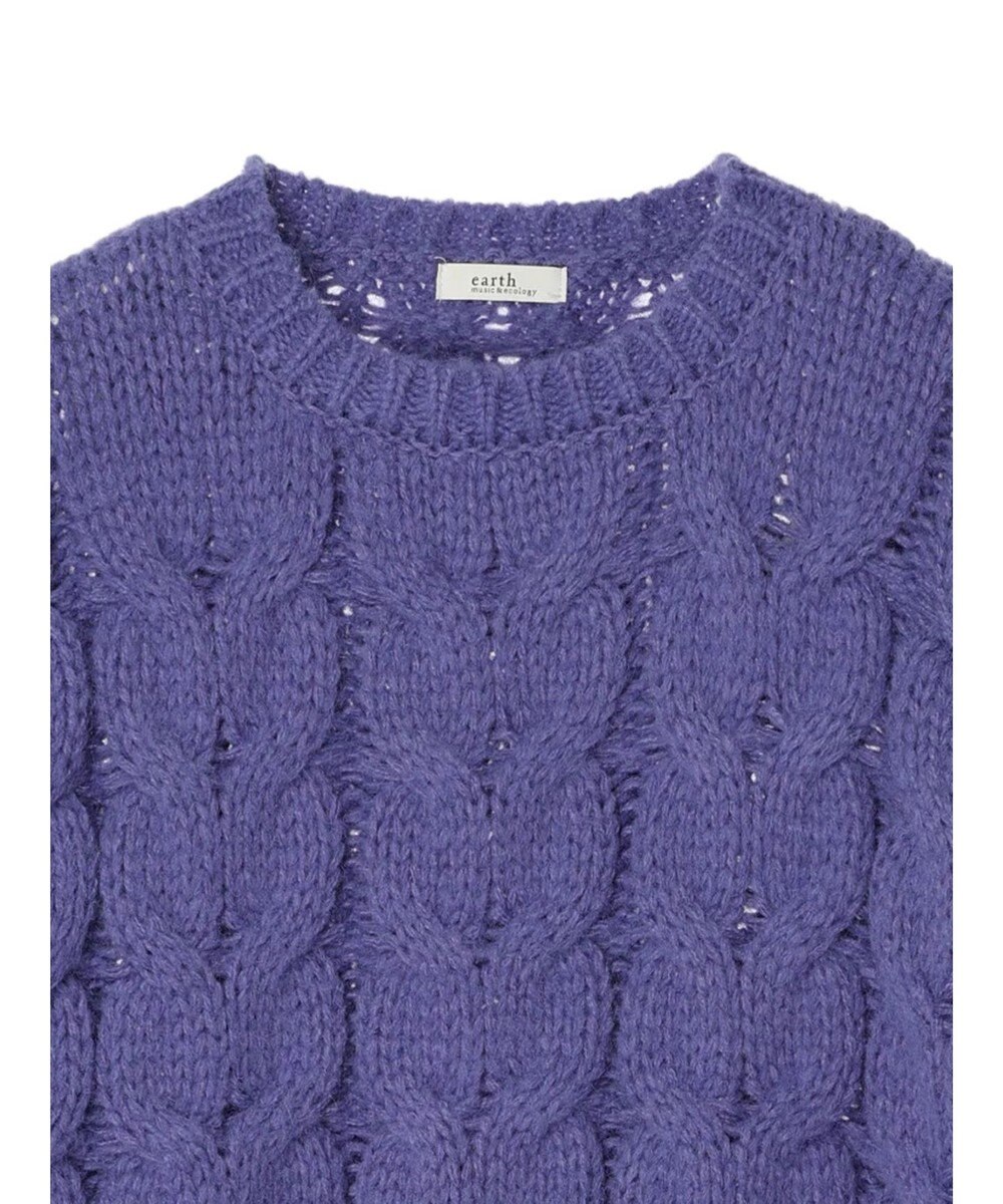 earth music&ecology ローゲージ手編み風ケーブルプルオーバー 