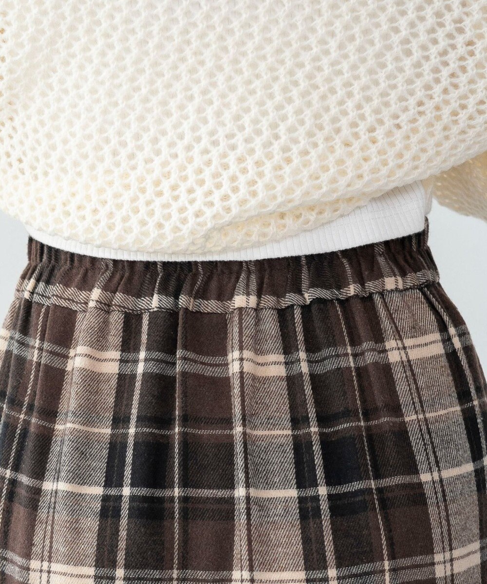 WEGO チェックアシンメトリーフリルロングスカート 