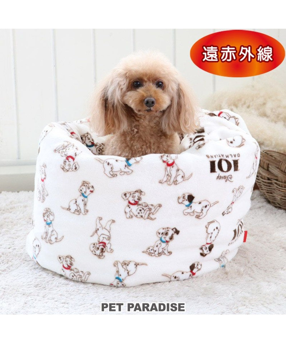 PET PARADISE ディズニー１０１匹わんちゃん 筒型 寝袋 カドラー　(42×70cm) 白~オフホワイト