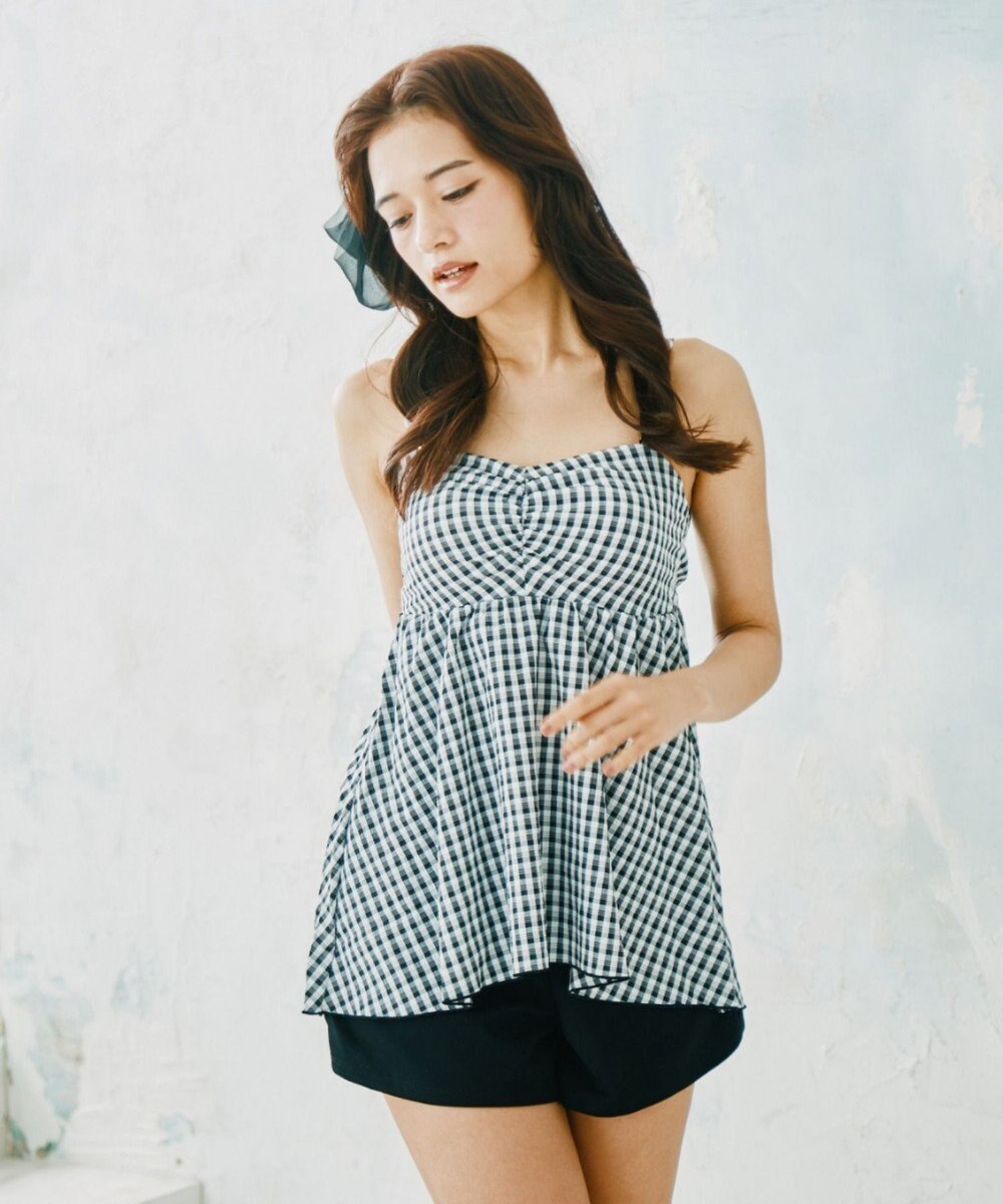San-ai Resort（三愛水着楽園） 【WEB限定】ペプラムチェック3点セット【Beach Queen（ビーチクイーン）】 