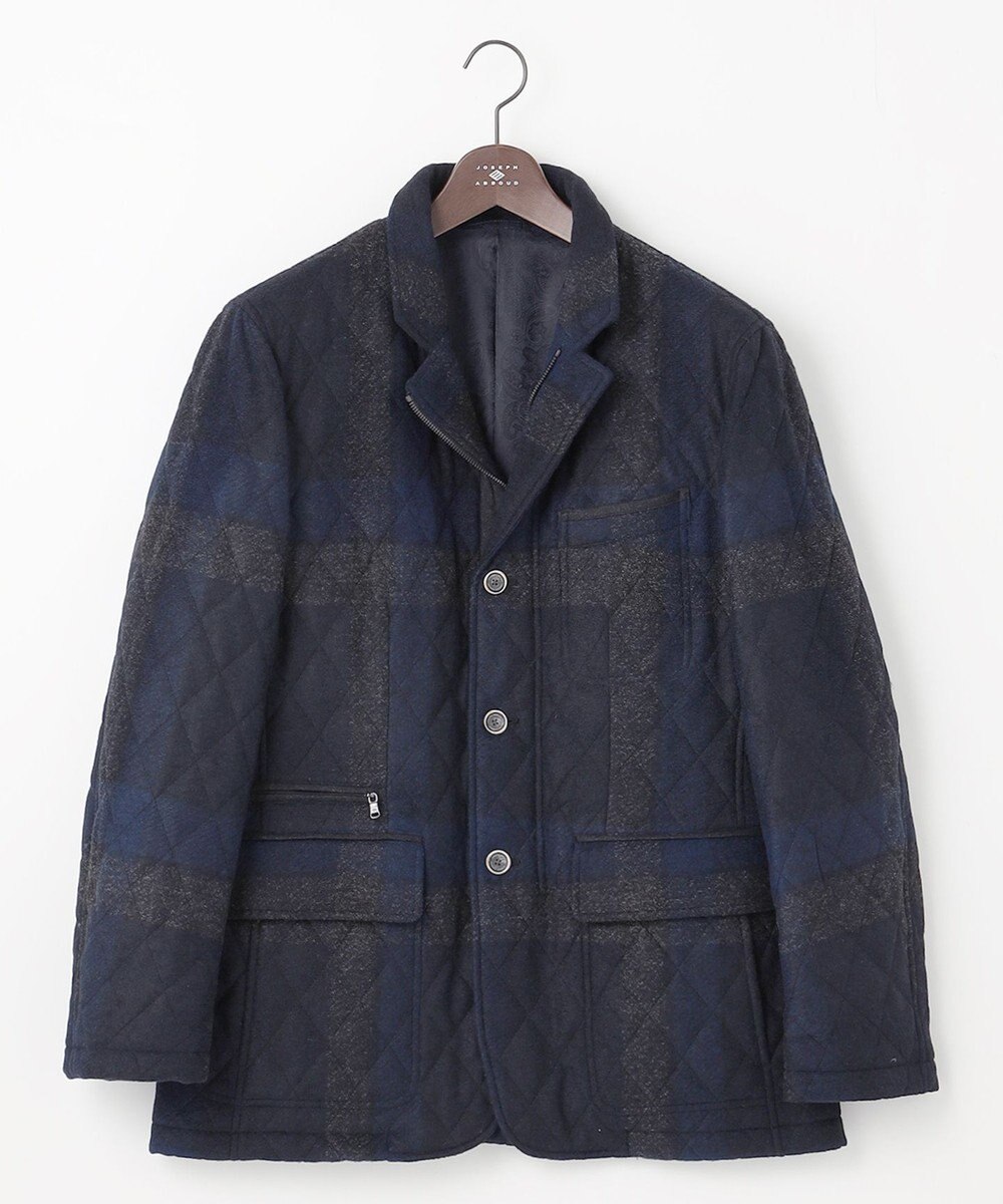 JOSEPH ABBOUD 【イタリア素材/軽量/中綿キルト】 スライバーチェックキルト ジャケット 