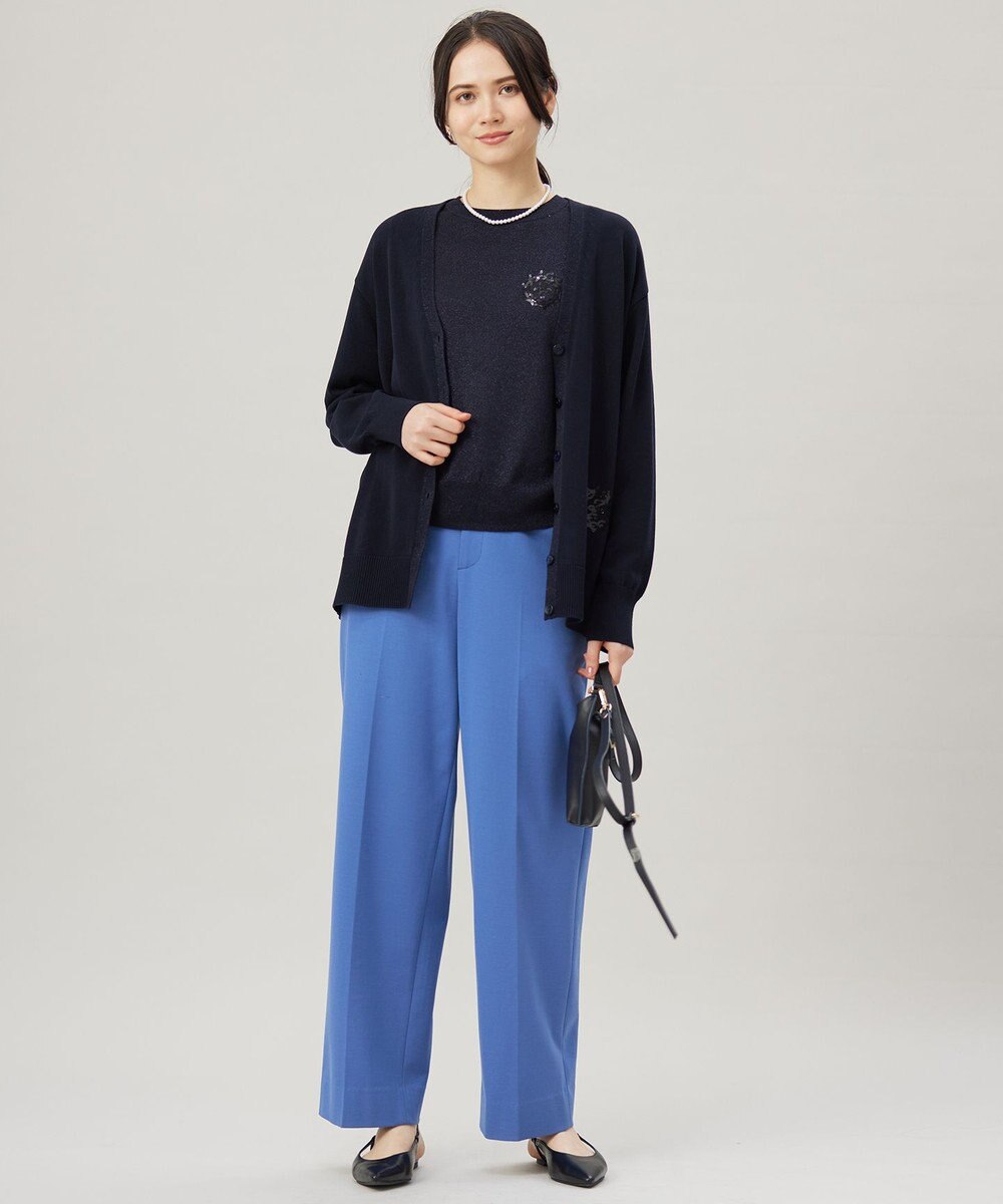 自由区 【洗える】ライトフィールジャージーワイドストレート パンツ 