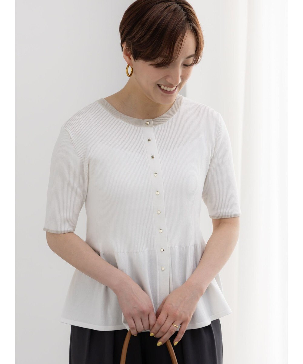 Te chichi ペプラムハーフスリーブニット 