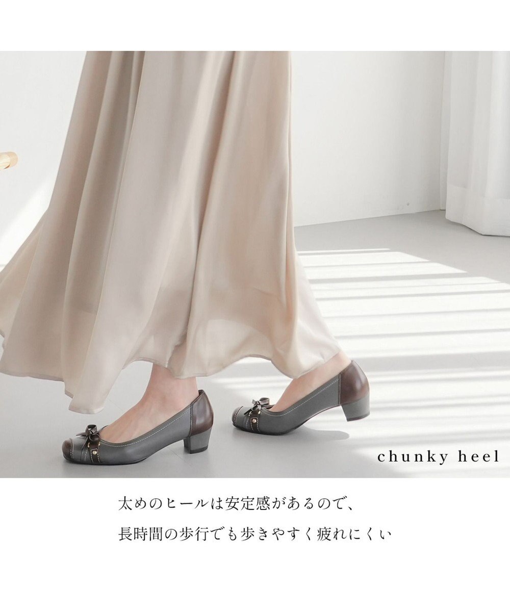 Pointer 日本製 本革リボン付きパンプス 