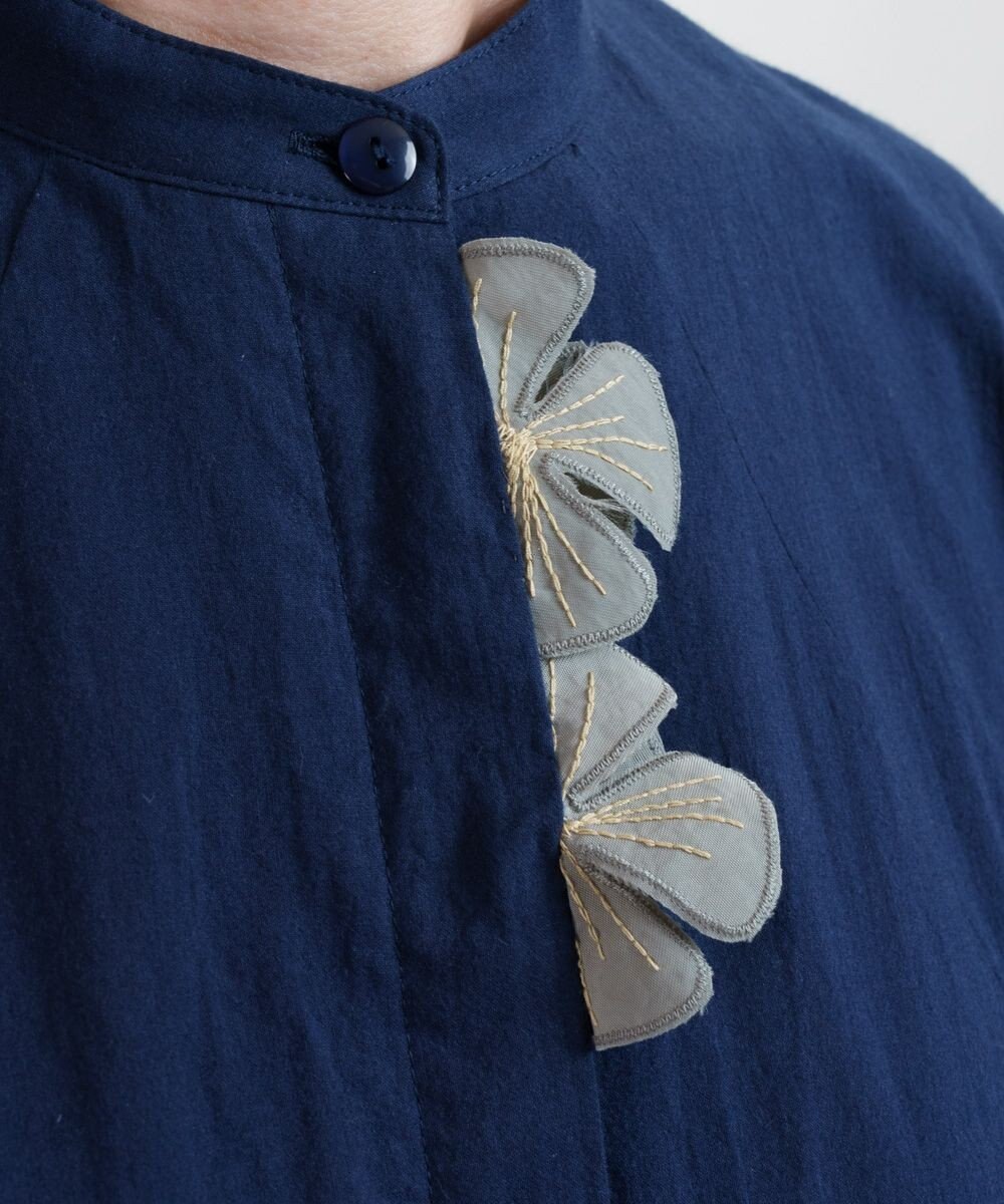 muuc 花刺繍モチーフのコットンローンワンピース 