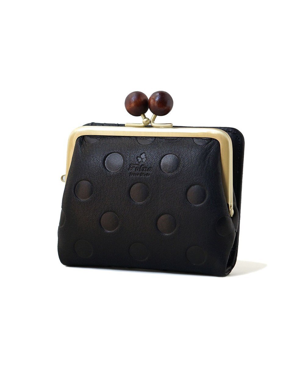 FOLNA RD ドット型押し ウッドボールがま口財布 