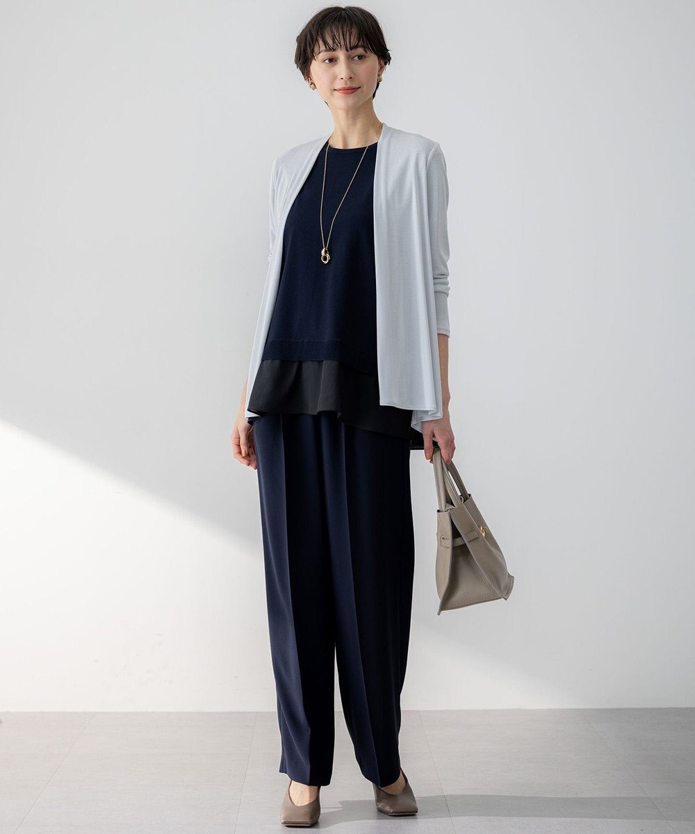 23区 【接触冷感/UVカット/吸水速乾】ストレッチジョーゼット ワイド パンツ 