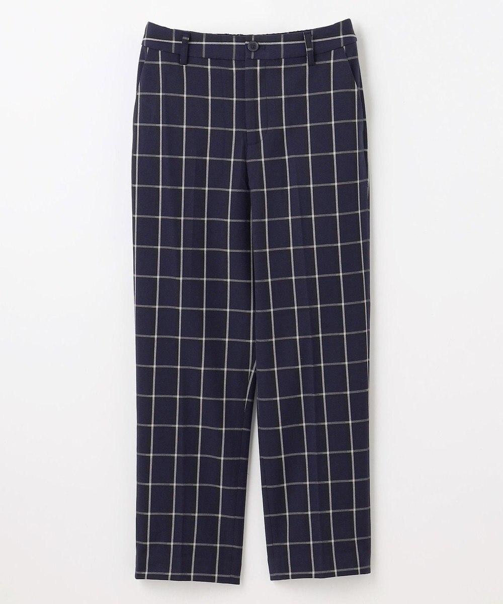 ANY 【洗濯機可/ストレッチ/ウエストゴム/裏起毛】マルチファンクションストレッチチェックテーパードパンツ 