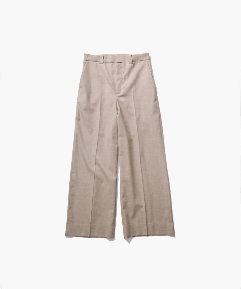 ATON WOOL SILK TWILL | タックレスワイドパンツ 