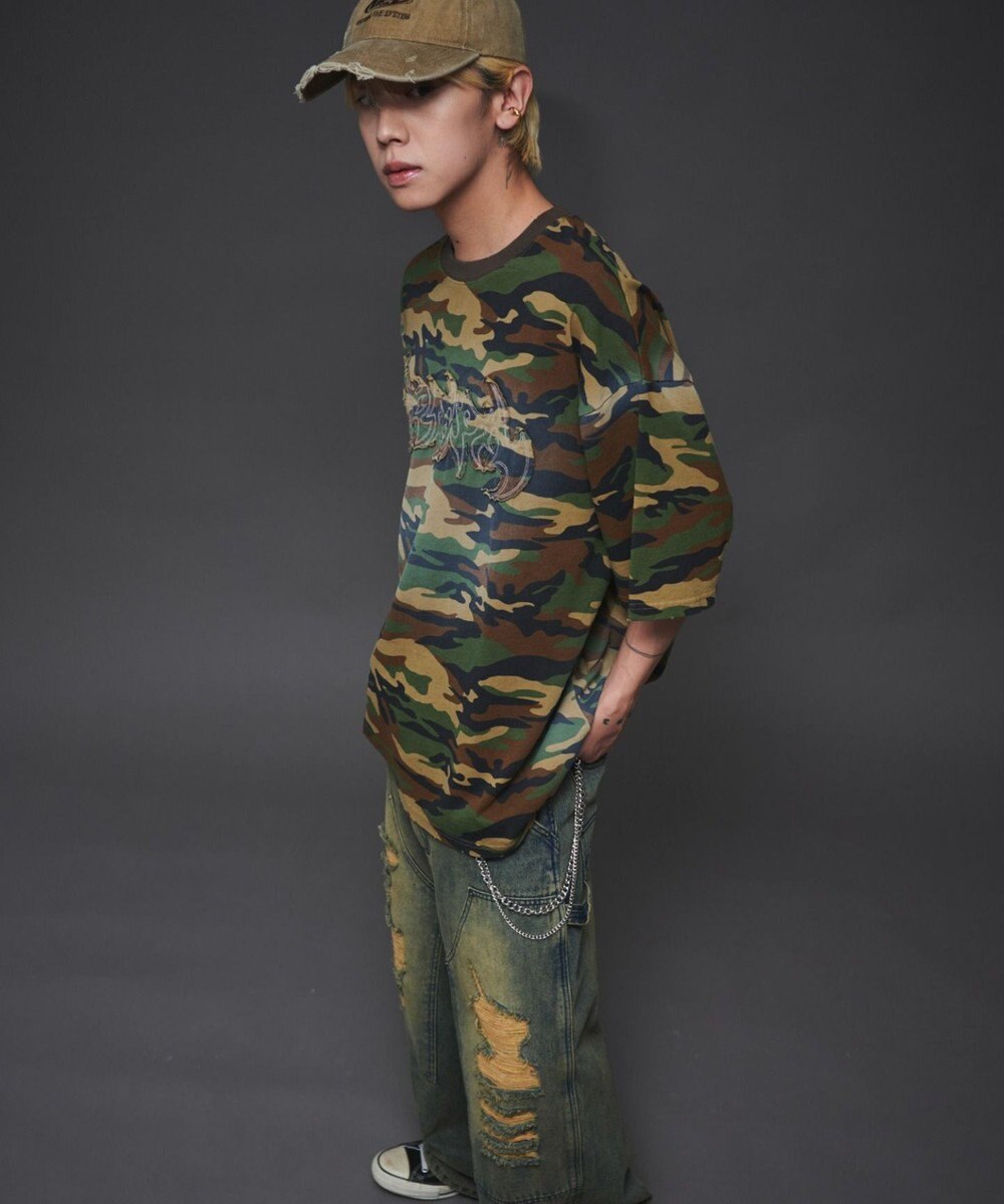 WEGO 【ユニセックス着用ITEM】ダメージアップリケグラフィックT（SS） 