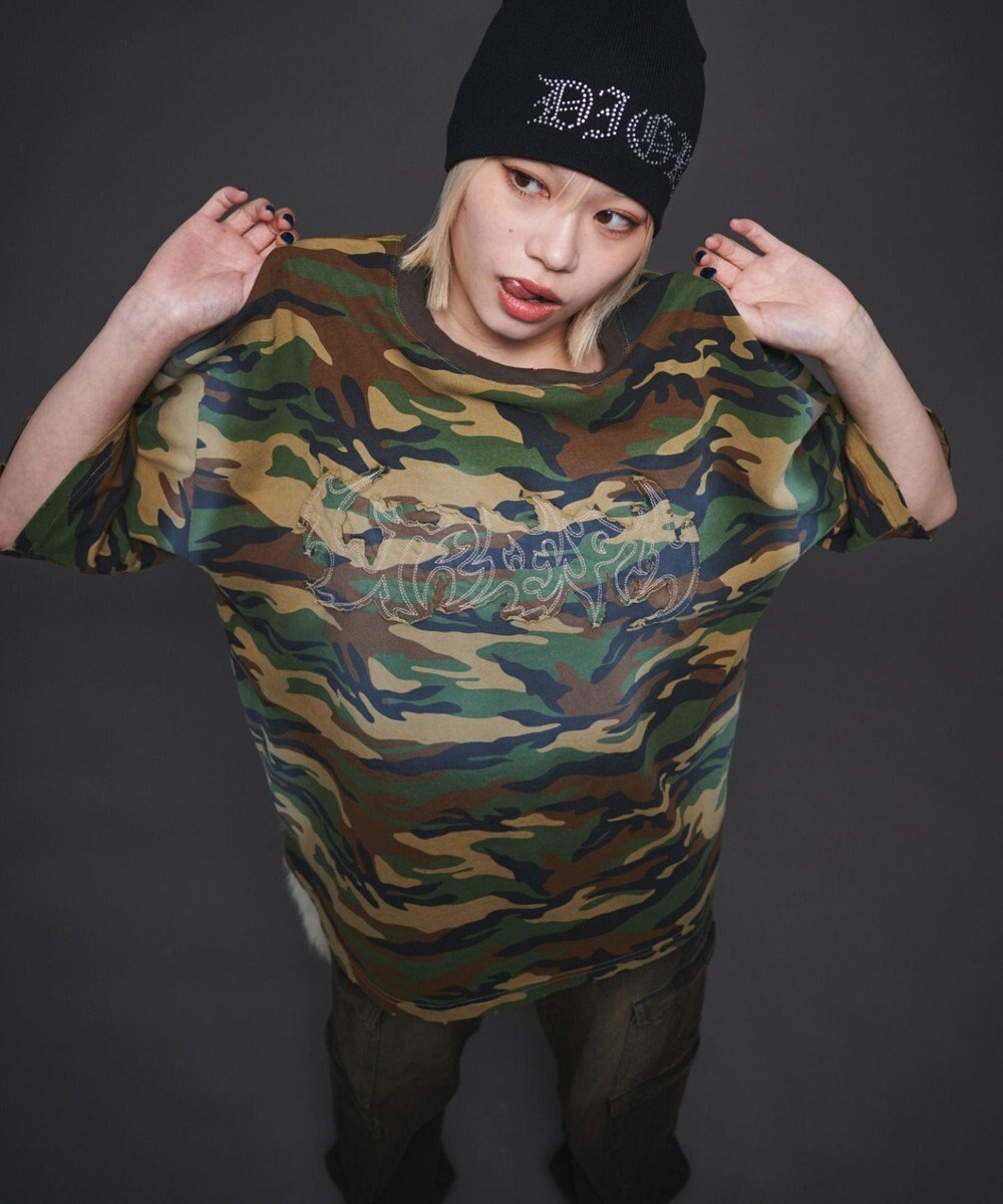 WEGO 【ユニセックス着用ITEM】ダメージアップリケグラフィックT（SS） 