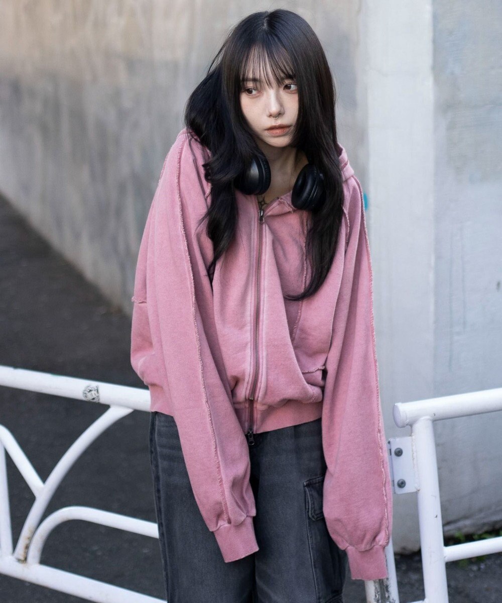 WEGO 【ユニセックス着用ITEM/MLサイズ展開】スウィッチングZIPパーカー 