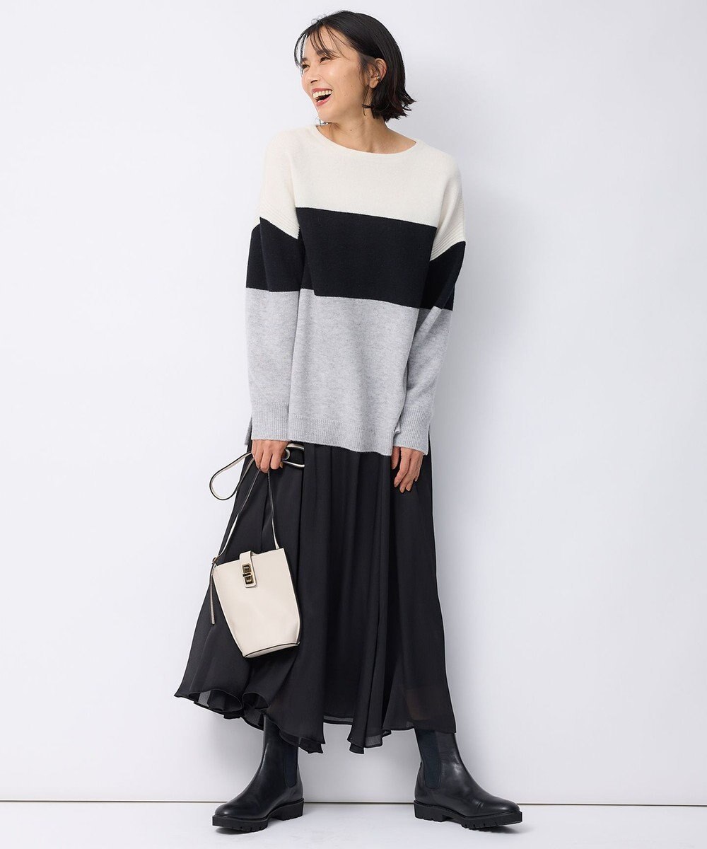 23区 【洗える】ウールカシミヤ カラーブロック ニット 