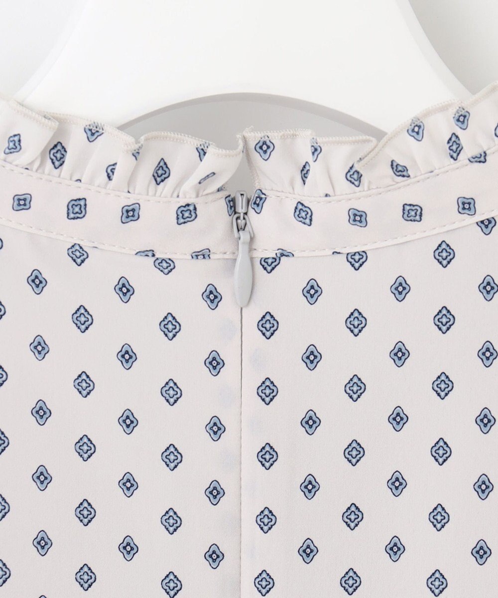 23区 L 【洗える】ジオメトリックパターン フリル ブラウス 