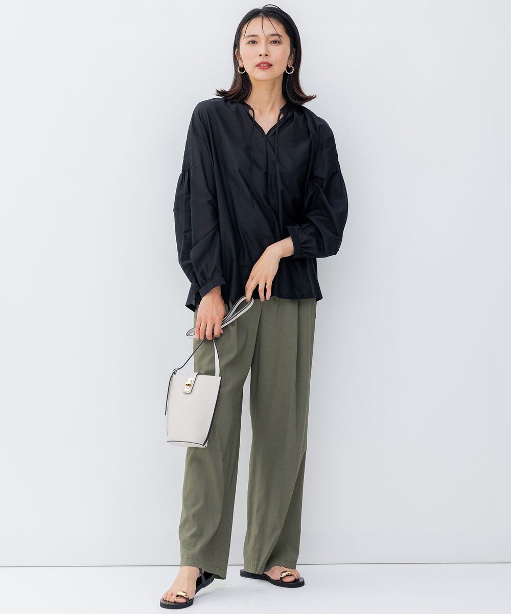 23区 【洗える】コットンシルクローン スキッパー ブラウス 