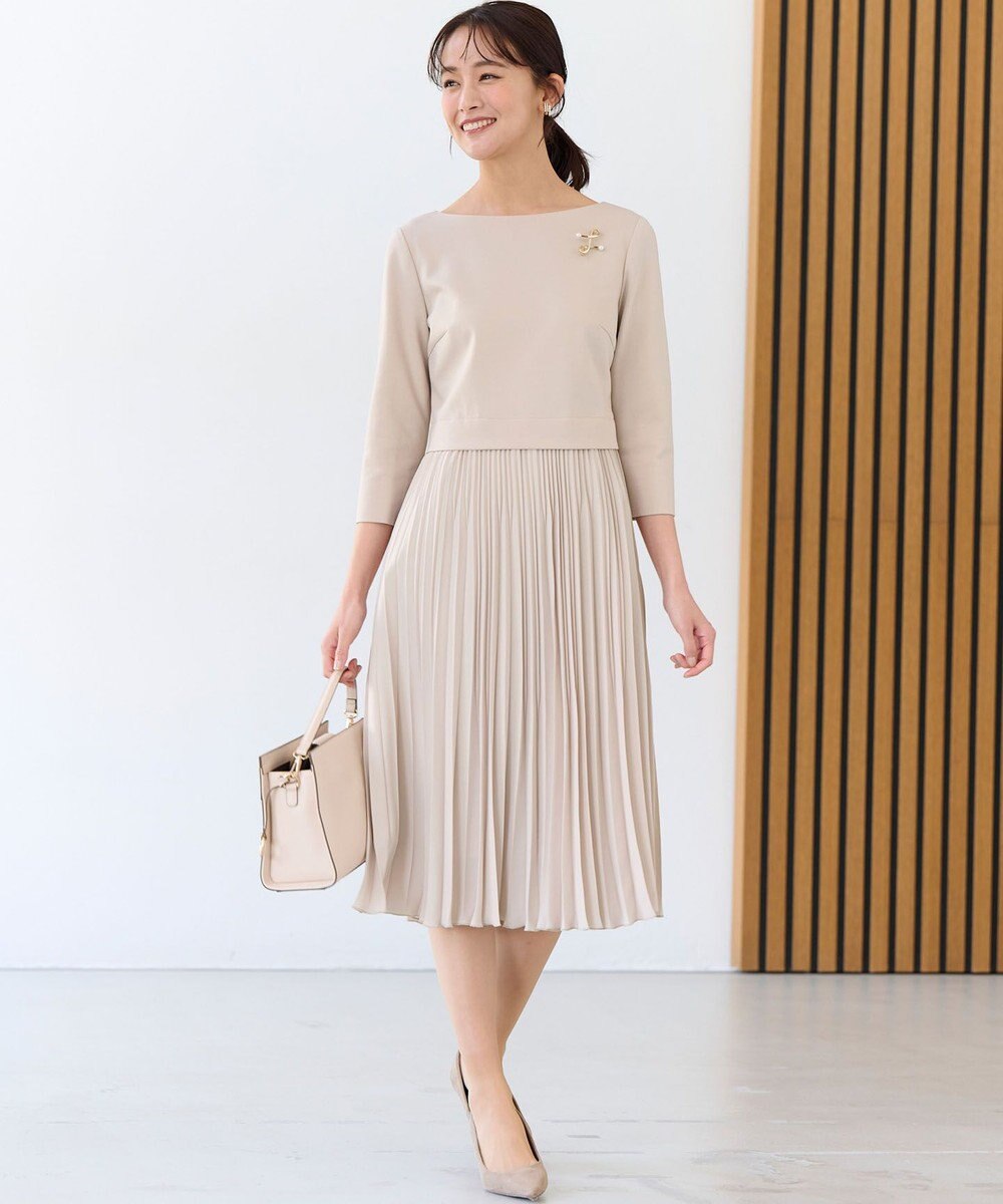 組曲 【KUMIKYOKU NAVY】ジャージーコンビプリーツ ワンピース 