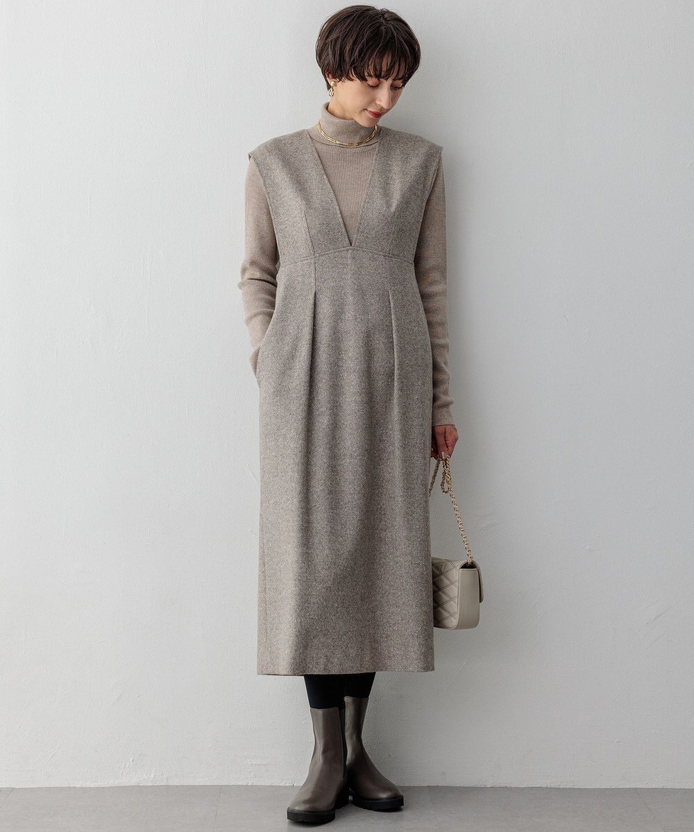 23区 シルクネップヘリンボーン オールインワン ワンピース 