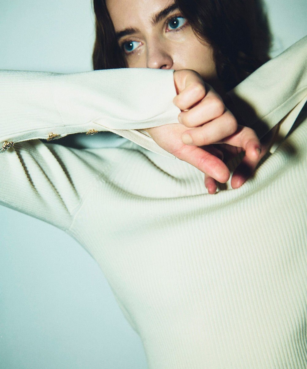 GRACE CONTINENTAL ビジューリブニットトップ 