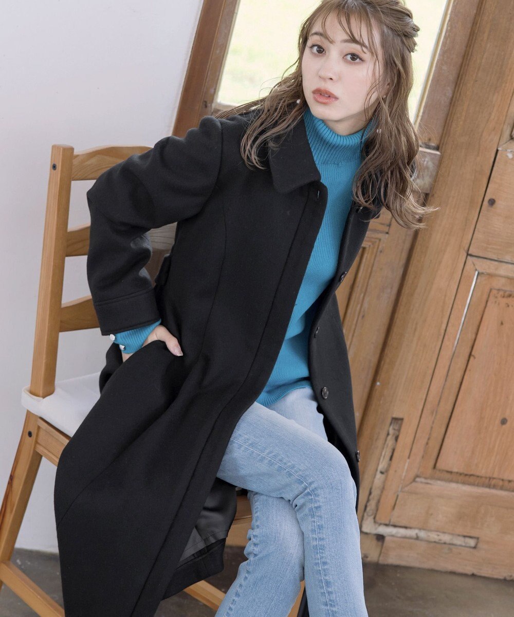 Tiaclasse L 【ウール90％】ステンカラープリンセスウールコート 