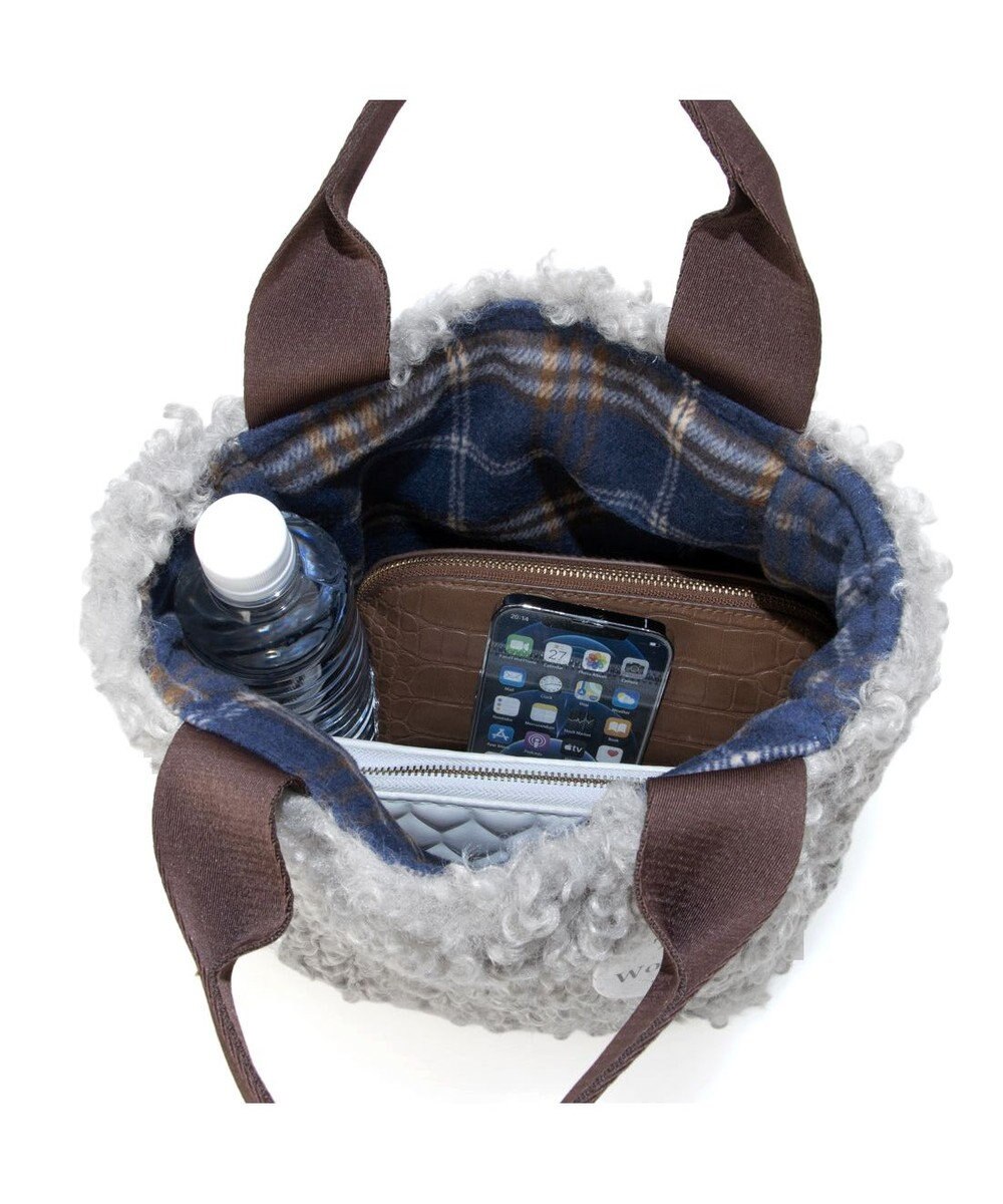 UNBILLION カシュカシュ cachecache / フェイクファー×チェック柄リバーシブルトート 