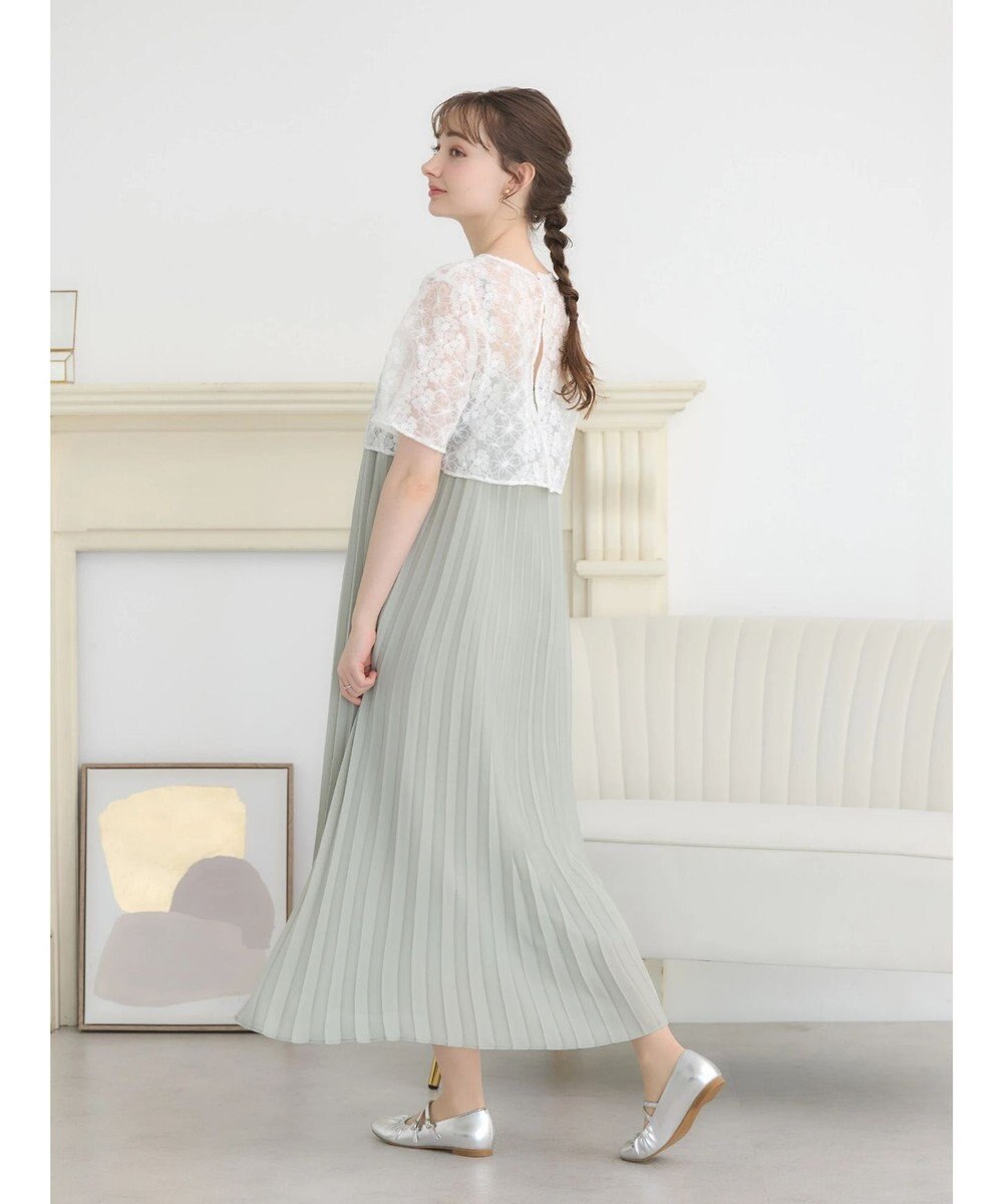 earth music&ecology ＳＥＴ２点　オーガンジー刺繍＋プリーツワンピース 