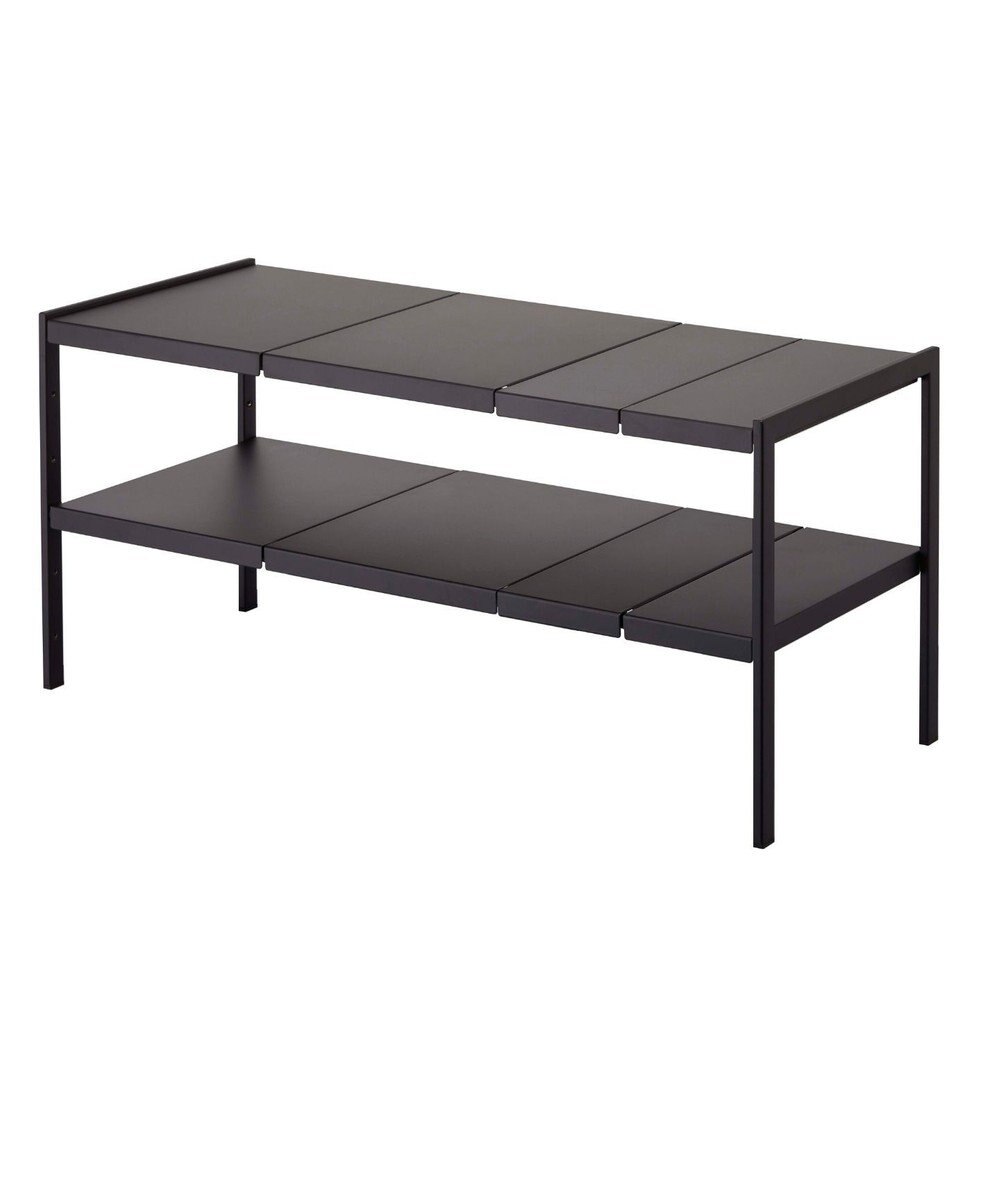 tower 伸縮シンク下ラック 2段 タワー D30 ブラック 