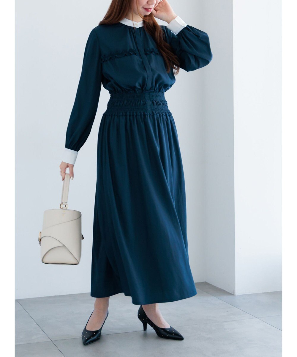 Te chichi バイカラーシャーリングワンピース 