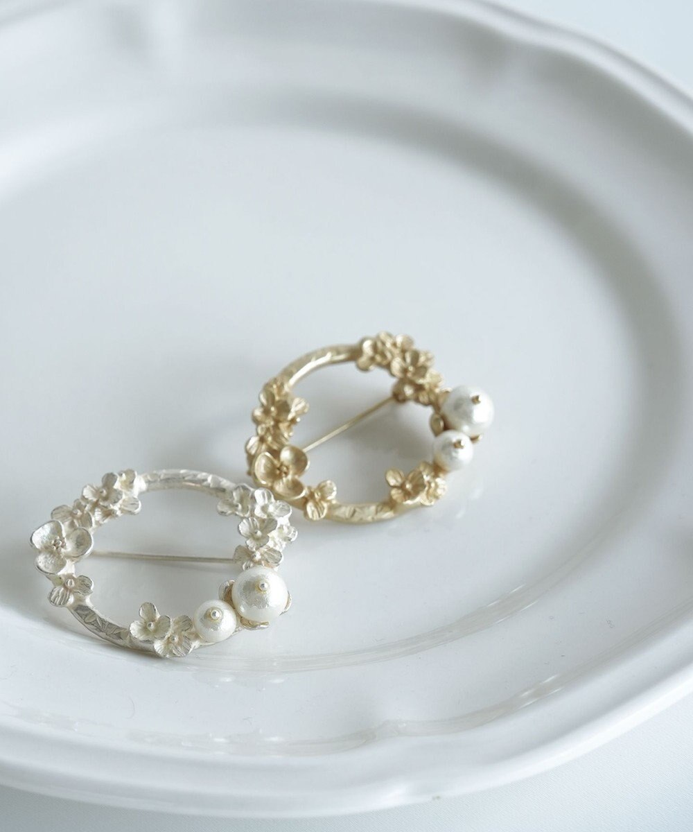 Pisceans フローラル&コットンパールブローチ 