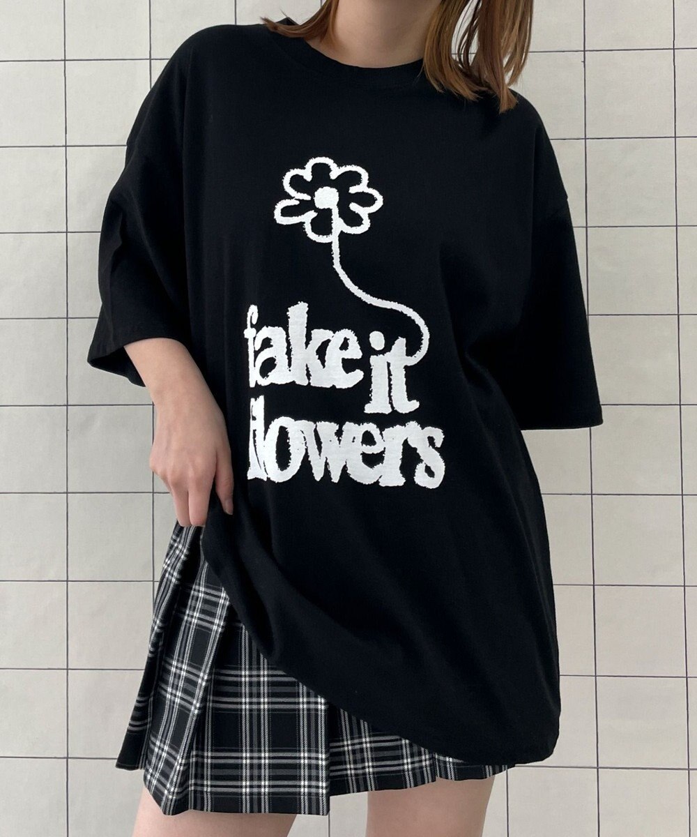 WEGO fake　it　flowersビッグT 