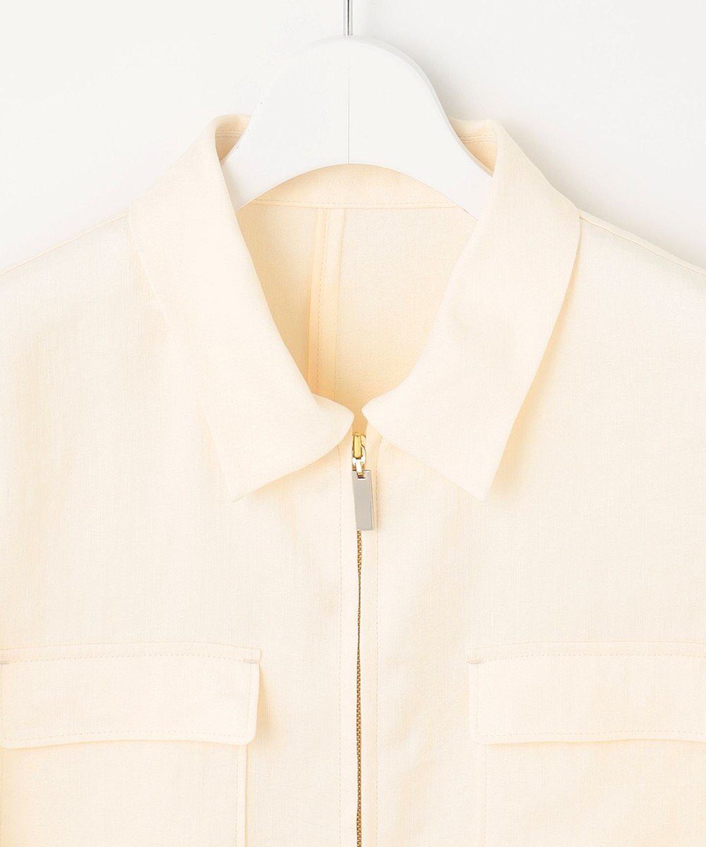 自由区 【XSサイズ～/洗える】ブライトリネンファイユ ジップアップブルゾン 