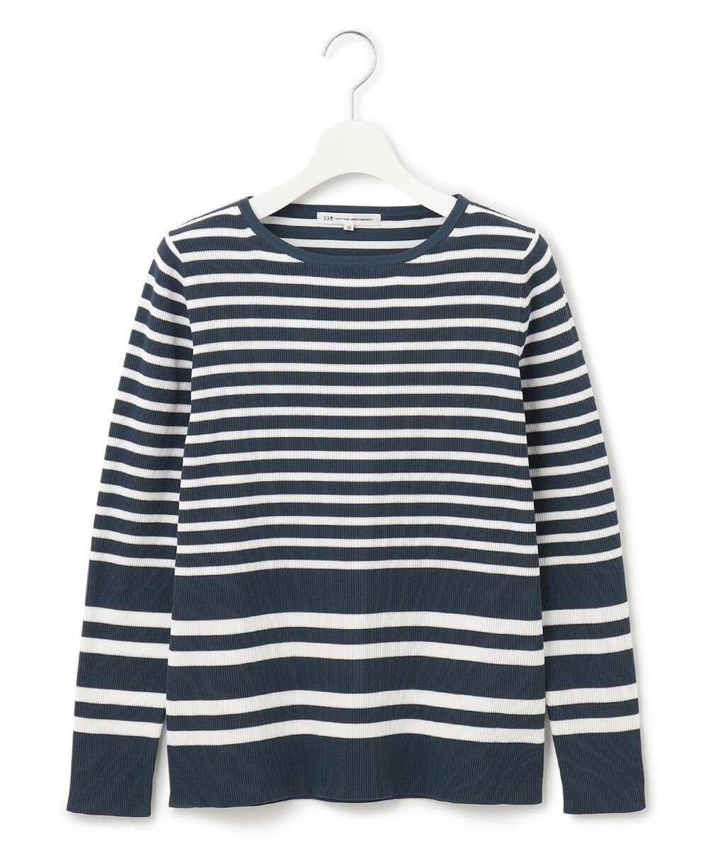 23区 【洗える】ラスターコットンポリエステル ボーダー ニット 