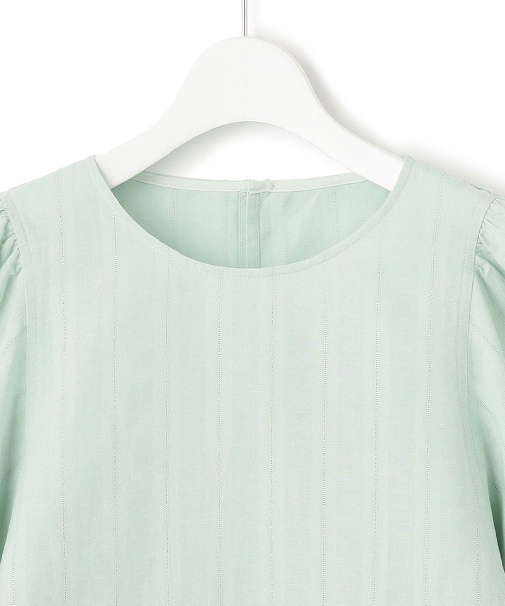 23区 L 【洗える】カラミストライプ パフスリーブ ブラウス 