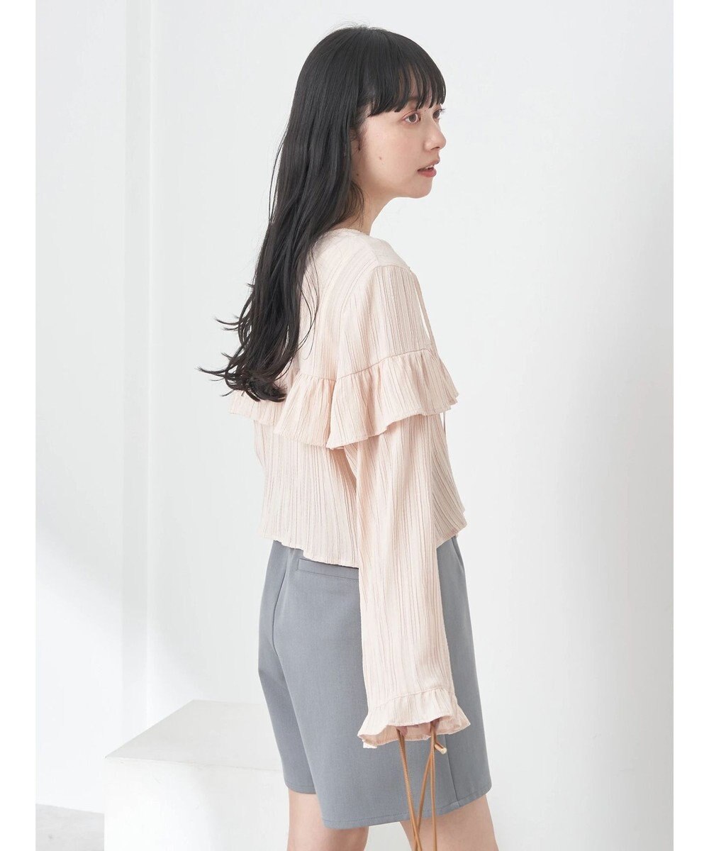 earth music&ecology フリル切替えショートブラウス 