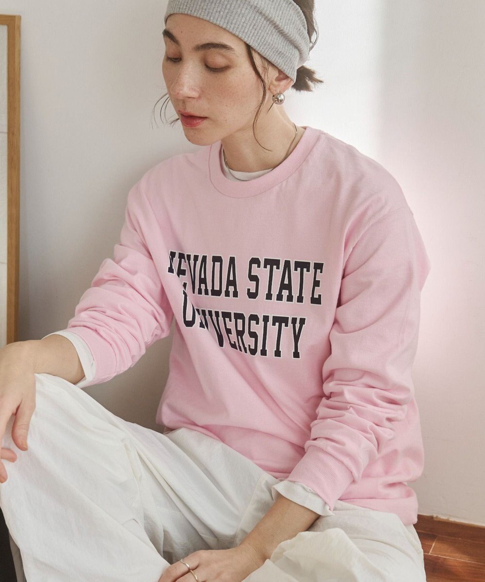 WEGO 【ANGIE VINTAGE】GILDAN カレッジロゴ オーバーサイズ プリント ロンT 