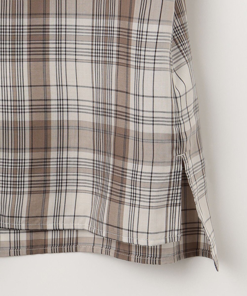 J.PRESS LADIES 【洗える】キュプラチェック フリルスタンドカラー ブラウス 