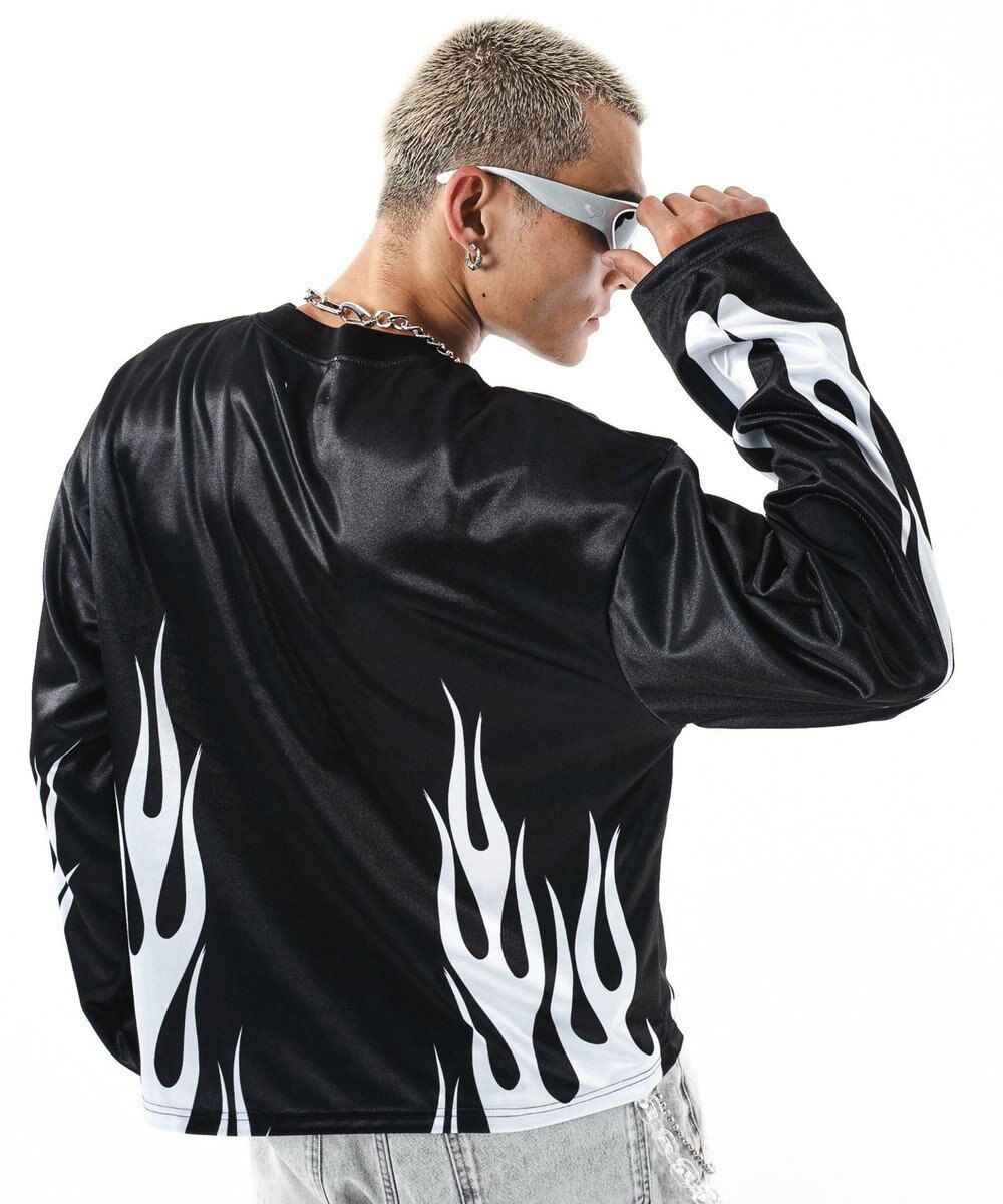 WEGO 【ユニセックス着用ITEM】ファイヤーパターンゲームロゴT（長袖） 