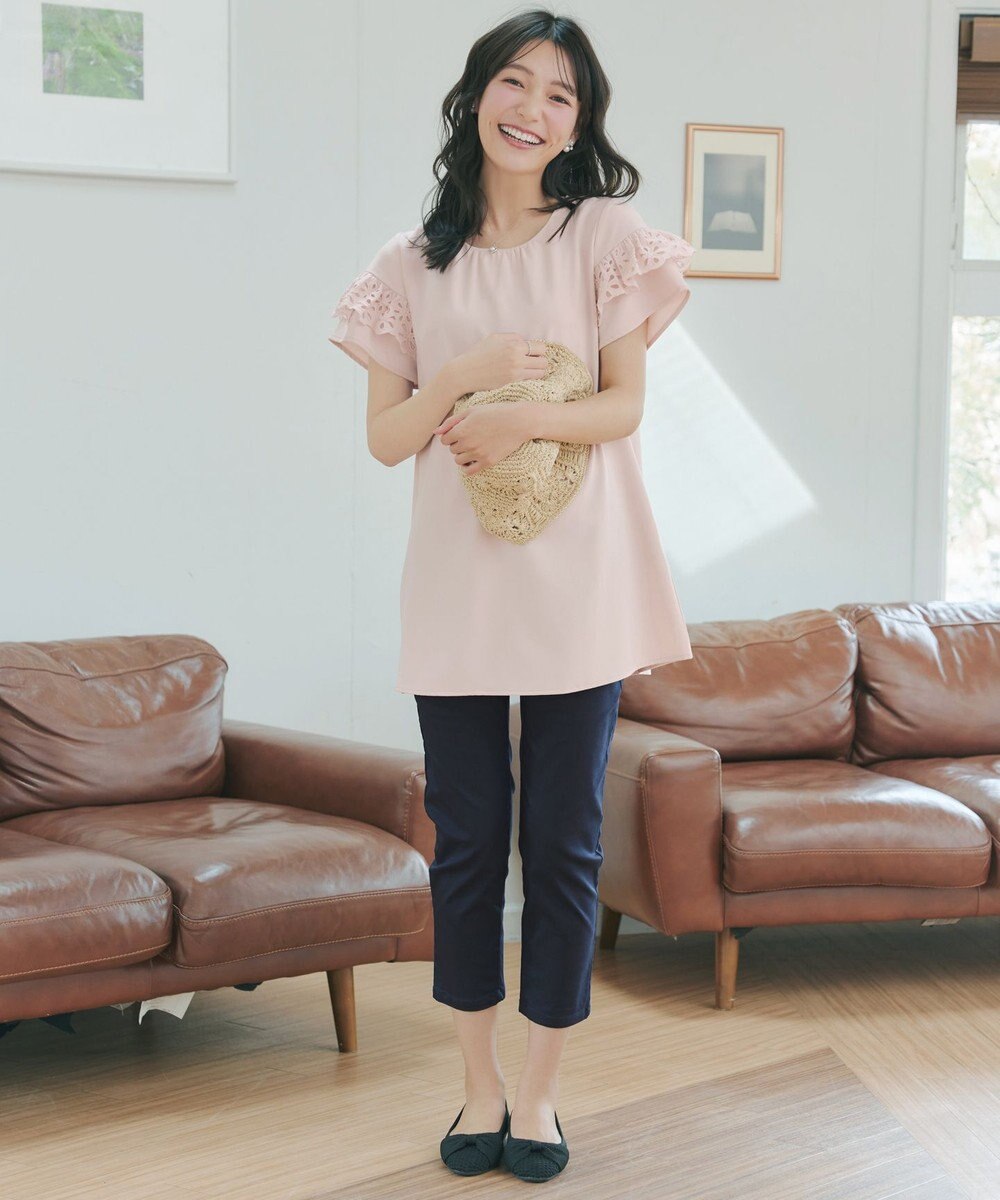 Tiaclasse L レースフレア袖チュニック 