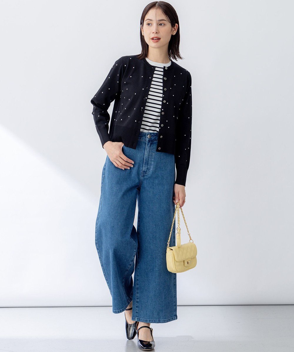 組曲 L ライトデニム セミワイドパンツ 