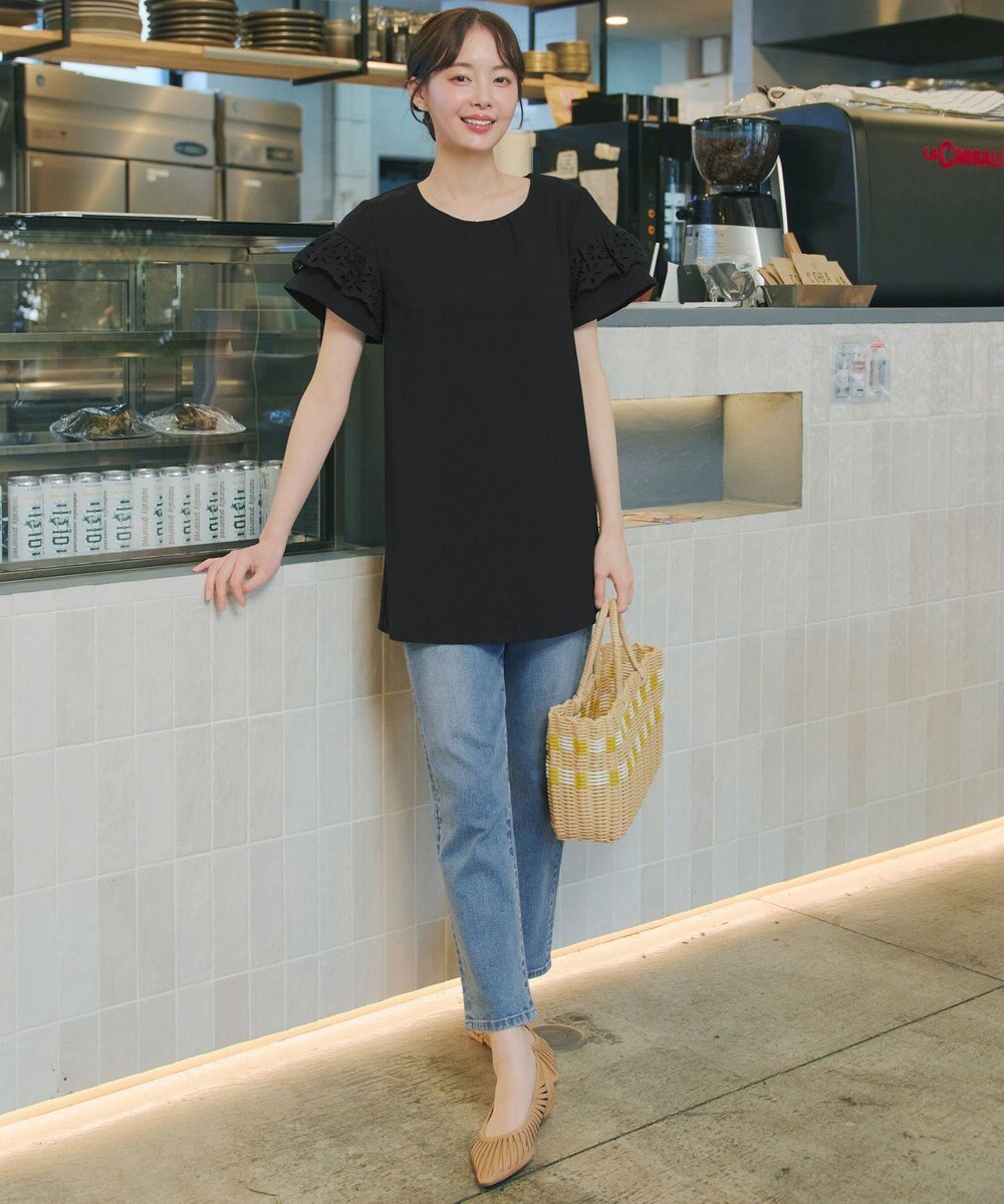 Tiaclasse L レースフレア袖チュニック 