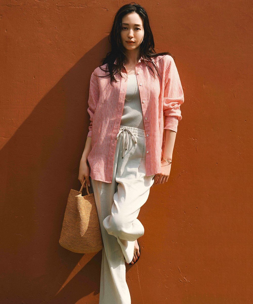 23区 S 【洗える】リネンレーヨンストレッチ ドロスト パンツ 